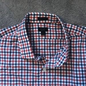 Jcrew Men’s Long Sleeve Red and Blue Plaid Shirt